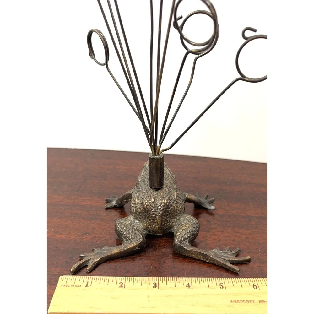 Vintage Cast Iron Frog Photo Holder 12